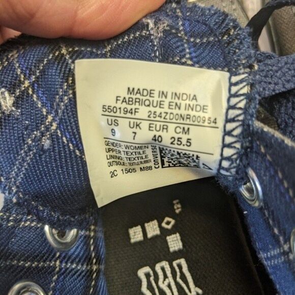 Converse All Stars gray & navy blue "double up" low top sneakers - 9 - Picture 8 of 8